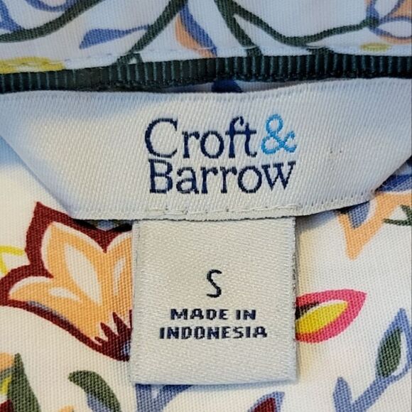 Croft & Barrow Multi Color Floral Roll Tab Sleeve Button Down Shirt Size S - Picture 7 of 9